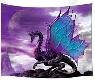 Medieval Fantasy Theme Wall Art Home Decor, Purple Dragon Tapestry Wall Hanging for Bedroom Living Room Dorm