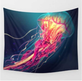 Glowing Jelly Fish Tapestry