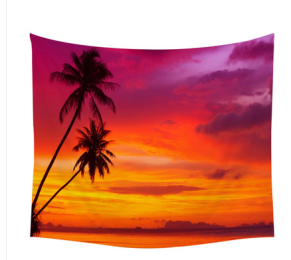Beach coconut tree starfish shell small fishing tapestry European modern printing living room kitchen background wall blanket