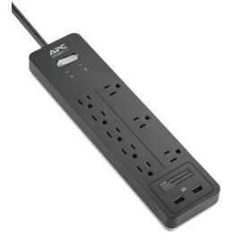 APC PH8U2 8-Outlet SurgeArrest Home/Office Series Surge Protector with 2 USB Ports, 6ft Cord