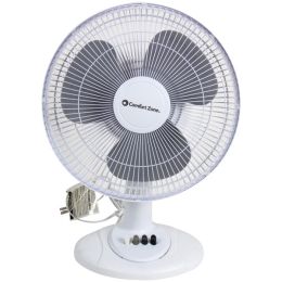 Comfort Zone CZ121WT 12" Oscillating Table Fan (White)