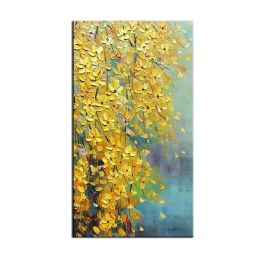 Thick Gold Money Tree 100% Hand Painted Modern Abstract Oil Painting On Canvas Wall Art  For Living Room  Home Decor No Frame (size: 40x80cm)