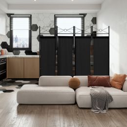 6 Feet 4-Panel Folding Freestanding Room Divider (Color: Black)