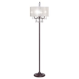 Elegant Sheer Shade Floor Lamp w/ Hanging Crystal LED Bulbs (Color: Brown)